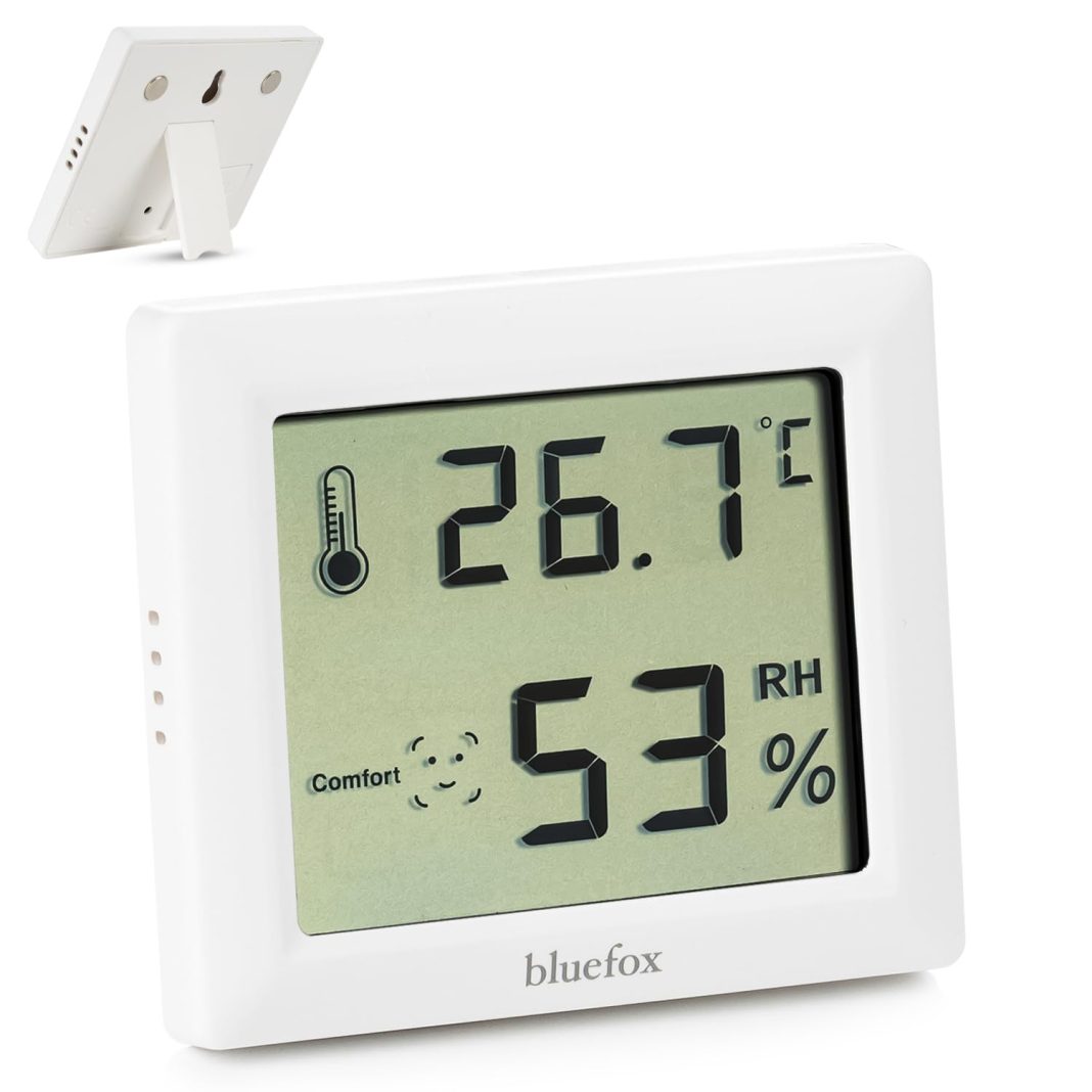 Bluefox Dijital Oda Termometresi ve Nem Ölçer – LCD Ekranlı, Kompakt Higrometre, İç Mekan Sıcaklık ve Nem Takibi, Mıknatıslı & Ayaklı & Duvar Tipi Kullanım – Mutfak, Bebek Odası, Ofis, Sera için Uygun – MegTR