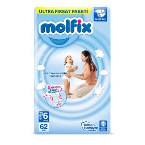 Molfix Ultra Fırsat Paketi Extra Large 6 Beden Bebek Bezi (1 x 62 Adet), Çok renkli – MegTR
