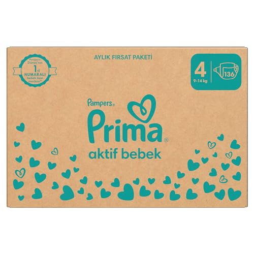 Prima Aktif Bebek, Bebek Bezi 4 Numara, 136 Adet Aylık Fırsat Paketi – MegTR