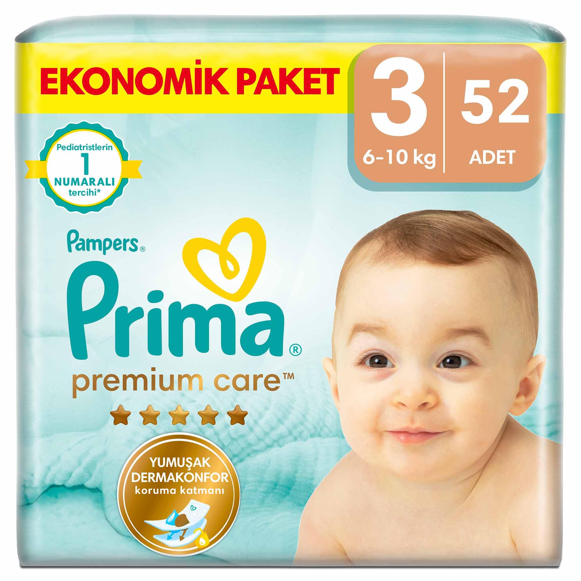 Prima Bebek Bezi Premium Care 3 Beden 52 Adet Midi Jumbo Paket – MegTR