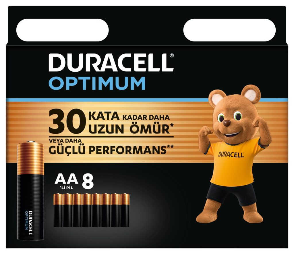 Duracell Optimum AA Alkalin Kalem Pil (8'li Paket) 1,5V – LR6 MX1500 – MegTR
