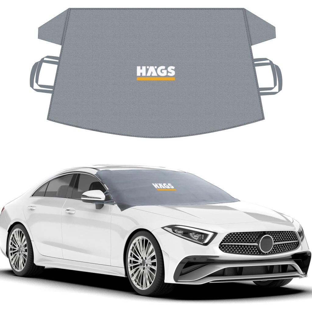 Haegs Buz ve Kar Önleyici Araç Ön Cam Örtüsü Brandası | Ağır Hizmet Tipi 600D Oxford Kumaş | Arabalar, SUV`lar, Kamyonetler İçin Oto Ön Cam Koruyucu Güneşlik | Don Örtüsü (175x106cm) STD – Gri – MegTR