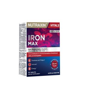 Nutraxin Iron Max 30 Tablet – Demir, C Vitamini, Folik Asit ve B12 Vitamini İçeren Takviye – MegTR