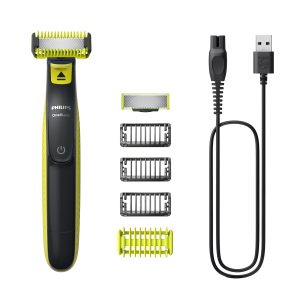 Philips OneBlade Yüz ve Vücut için Hibrit Tıraş Makinesi,Sakal Şekillendirici, Islak/Kuru Kullanım, 3 Kirli Sakal Tarağı, 1 Yedek Bıçak, Vücut Tarağı, Cilt Koruması, Çift Taraflı Bıçak, QP2824/10 – MegTR