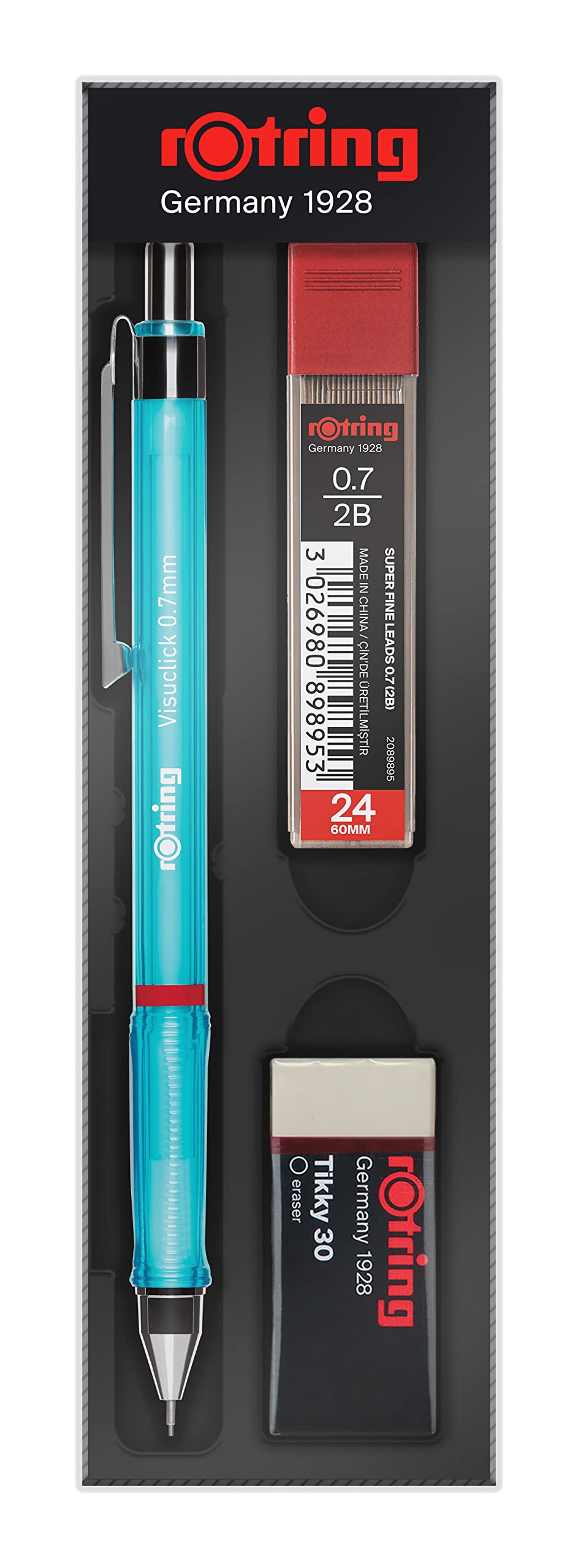 Rotring Visuclick Versatil Kalem 3’lü Okul Seti, Uçlu Kalem 0.7 mm, 0.7 Uç 2B, Silgi Hediye – Mavi – MegTR