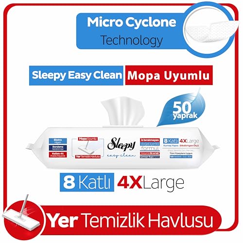 Sleepy Easy Clean Çamaşır Suyu Katkılı Mopa Uyumlu Yer Temizlik Havlusu&Mendili 50 Yaprak – MegTR