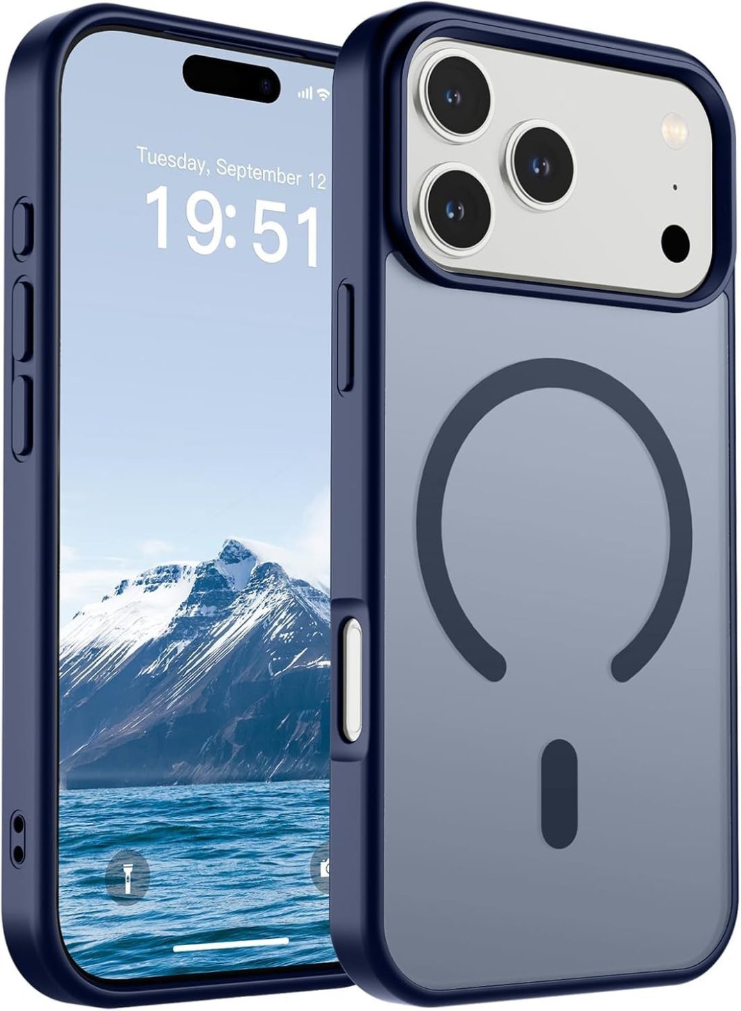 URUCHI Güçlü Manyetik iPhone 17 Pro Telefon Kılıfı, [Mag-Safe ile Uyumlu] [Askeri Düzey Düşme Koruması] [Güçlü Silikon Kenarlar] İnce Yarı Saydam Mat Koruyucu iPhone 17 Pro Kılıfı için, Lacivert – MegTR