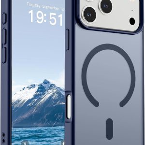 URUCHI Güçlü Manyetik iPhone 17 Pro Telefon Kılıfı, [Mag-Safe ile Uyumlu] [Askeri Düzey Düşme Koruması] [Güçlü Silikon Kenarlar] İnce Yarı Saydam Mat Koruyucu iPhone 17 Pro Kılıfı için, Lacivert – MegTR