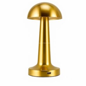 Busstier Mantar Şekilli Masa Lambası 3 Fonksiyonlu Şarjlı Led Aydınlatma Dokunmatik Kontrol Dekoratif Gece Lambası Yatak Odası Salon Ofis Işık (Altın) – MegTR