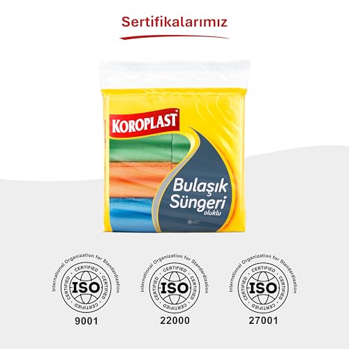 Koroplast Çift Taraflı Oluklu Bulaşık Süngeri 8'li, Çizik & İz Bırakmaz, Yağ ve Leke Çıkarıcı Mutfak Temizlik Süngeri, Tava, Tencere, Tabak, Bardak, Çatal, Bıçak, Ocak, Tezgah, Cam & Seramik Yüzeyler – MegTR