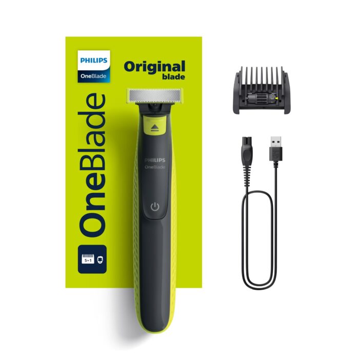 Philips OneBlade Yüz için Hibrit Tıraş Makinesi, Sakal Şekillendirici, Islak/Kuru Kullanım, 5’i 1 Arada Ayarlanabilir Tarak,Çift Taraflı Bıçak, 45 Dakika Kablosuz Performans, QP2724/20 – MegTR