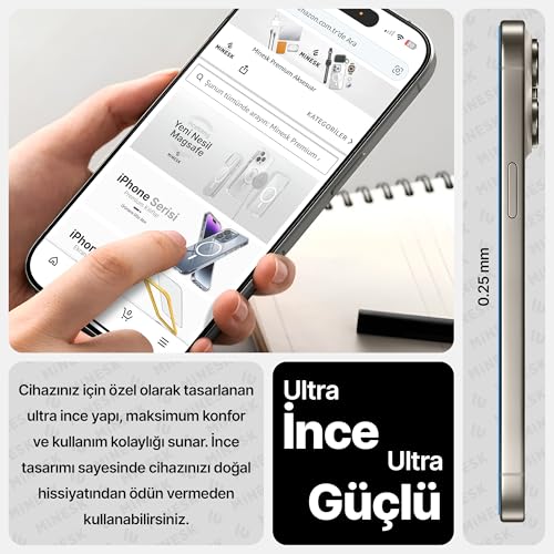 Minesk iPhone 17 ile Uyumlu Hizalama Aparatlı ve Takılırken Camın Altında Kesinlikle Toz Bırakmayan Darbelere Karşı Ekstra Güçlü HD Ekran Koruyucu Cam (Kolay Kurulum, 17) – MegTR