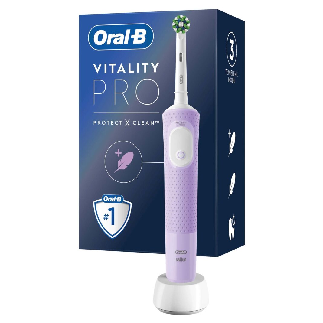 Oral-B Şarjlı/Elektrikli Diş Fırçası Vitality Pro Lila Koruma ve Temizlik – MegTR
