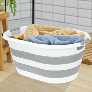 38 Litre Katlanabilir Silikon Çamaşır Sepeti Akordiyon Katlanır Sele Yer Kaplamayan Taşınabilir Ergonomik Kulplu Dayanıklı ve Hafif Depolama Sepeti Banyo ve Ev Kullanımı Kirli Sepeti GRİ, 38 LİTRE) – MegTR