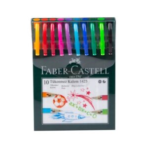 Faber-Castell Tükenmez Kalem Seti, 10 Adet, 0.7 mm Uç, Yumuşak Yazım, Ergonomik Tutuş, Renkli Karışık – MegTR