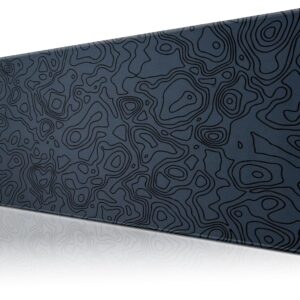 Klasse Pro – 10 Farklı Model Dikişli Kenar 90×40 cm Oyuncu Gaming Mouse Pad (Dark Grey Map Lines, 90×40 cm) – MegTR