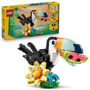 LEGO Creator 3'ü 1 Arada Vahşi Hayvanlar: Tropikal Tukan Kuşu 31173-7 Yaş ve Üzeri Doğa ve Hayvan Tutkunu Çocuklar için Kelebek ve Balık Olarak İnşa Edilebilen Yaratıcı Oyuncak Yapım Seti (225 Pr) – MegTR