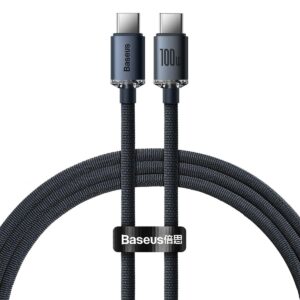 Baseus Crystal Shine 100W 120 cm PD Type-C Şarj Kablosu Siyah – MegTR