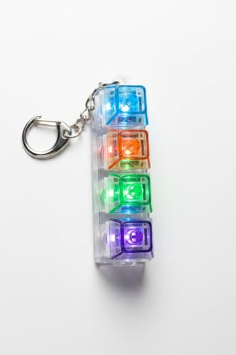 Busstier Işıklı Klavye Stres Giderici Anahtarlık, Mekanik Tuşlu Click Sesli RGB LED Işıklı Mini Klavye Anahtarlığı, Şeffaf Tasarım Taşınabilir Gamer Aksesuarı – MegTR