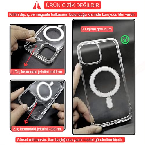 Ehr. iPhone 17 Uyumlu Kamera Korumalı Magsafe Wireless Şarj Özellikli Airbag Tasarımlı Şeffaf Silikon Kılıf – MegTR