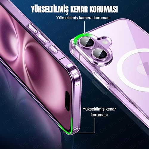 Ehr. iPhone 17 Uyumlu Kamera Korumalı Magsafe Wireless Şarj Özellikli Airbag Tasarımlı Şeffaf Silikon Kılıf – MegTR