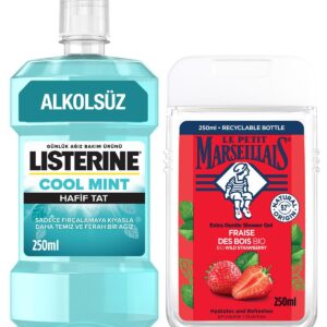 Le Petit Marseillais Duş Jeli Akdeniz Çileği 250 ml + Listerine Cool Mint Ağız Bakım Suyu Hafif Tat 250 ml – MegTR