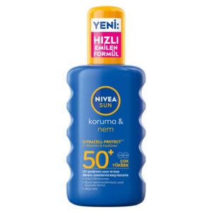 NIVEA SUN SPF50+Yüksek Güneş Koruyucu 200 ml,Suya Dayanıklı,Nemlendirici,C Vitamini,Hyalüron – MegTR