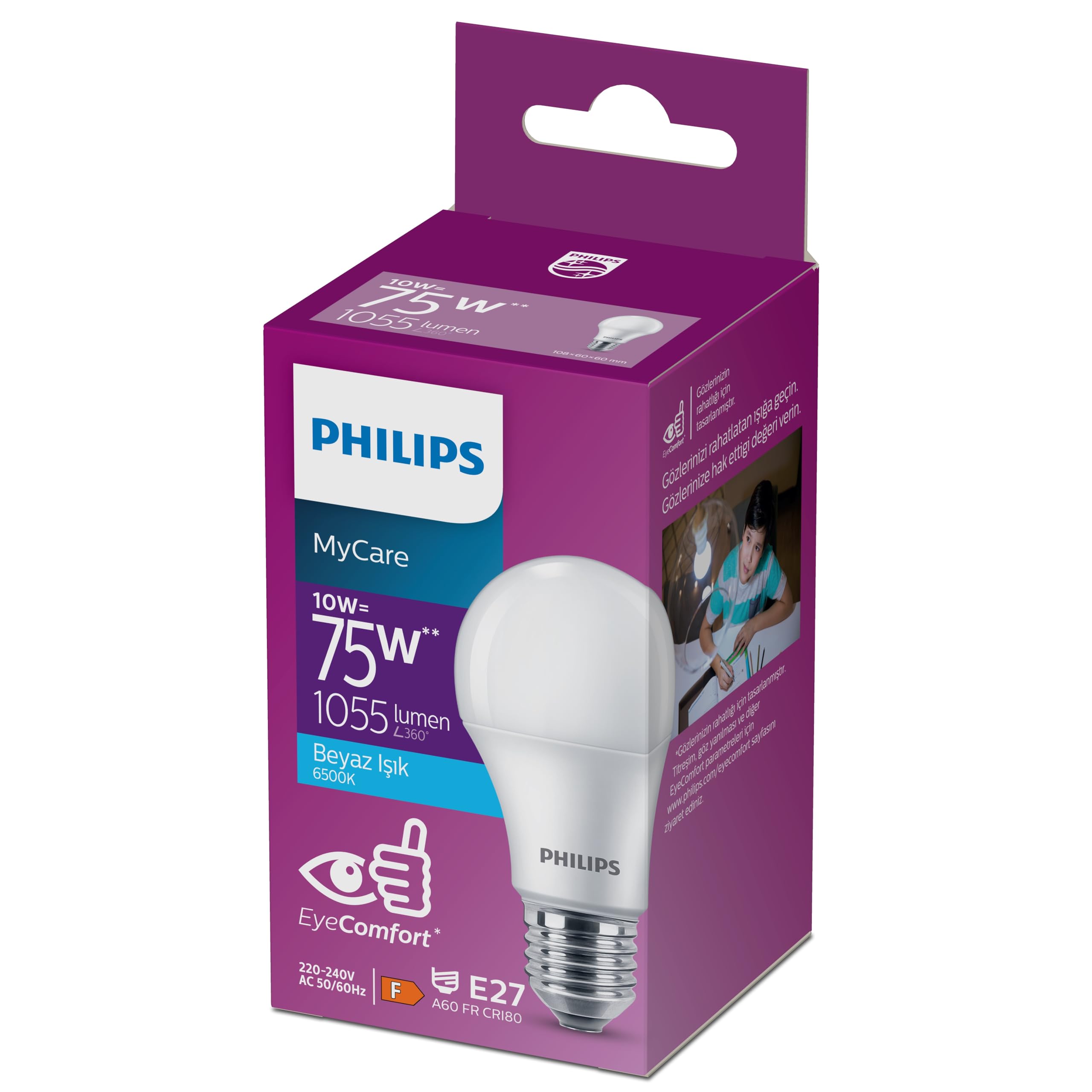 Philips 75W Led Ampul, 6500K Beyaz Işık, E27 Normal Duy – MegTR