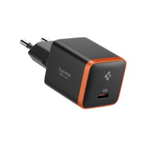 Spigen 30W USB-C Ultra Mini Hızlı Şarj Aleti PPS Desteği/Isı Düşürücü GaN Destekli Akım Korumalı Güç Adaptörü iPhone & Android & iPad & MacBook Type-C Black- ACH08448 – MegTR