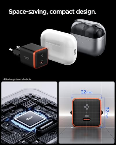 Spigen 30W USB-C Ultra Mini Hızlı Şarj Aleti PPS Desteği/Isı Düşürücü GaN Destekli Akım Korumalı Güç Adaptörü iPhone & Android & iPad & MacBook Type-C Black- ACH08448 – MegTR