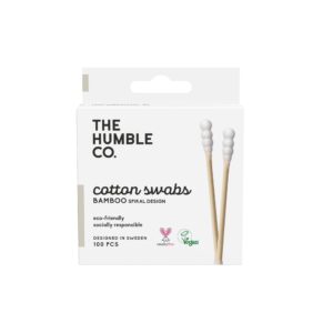 The Humble Co. Humble Brush Bamboo Cotton Swabs Spiral White- Spiral Kulak Çubuğu Beyaz, Çevre dostu pamuklu kulak çubukları, plastik içermeyen ambalaj, doğal renkli pamuktan kulak çubukları – MegTR