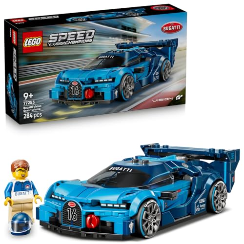 LEGO Speed Champions Bugatti Vision Gran Turismo Araba 77253-9 Yaş ve Üzeri çocuklar için Bugatti Kıyafet Giyen Minifigür İçeren Yaratıcı Oyuncak Yapım Seti, Hediye Fikri (284 Parça) – MegTR