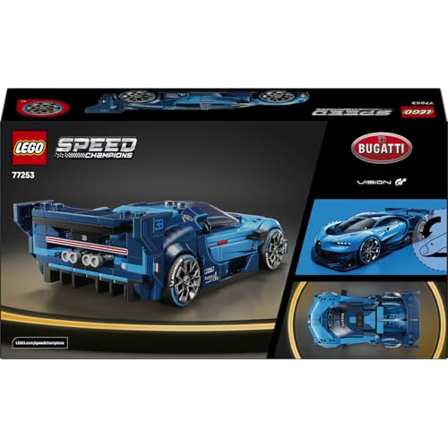 LEGO Speed Champions Bugatti Vision Gran Turismo Araba 77253-9 Yaş ve Üzeri çocuklar için Bugatti Kıyafet Giyen Minifigür İçeren Yaratıcı Oyuncak Yapım Seti, Hediye Fikri (284 Parça) – MegTR