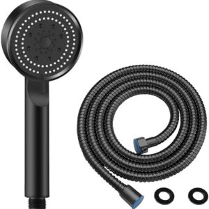 Mayaglory 5 Fonksiyonlu Ayarlanabilir Yüksek Basınçlı Masaj Etkili Duş Seti, Turbo Fan Lite Duş Seti Black – MegTR