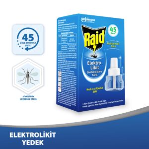 Raid Elektro Likit Sivrisineklere Karşı Hızlı ve Sürekli 45 Gece Etkili 1 Adet Elektro Likit Yedek Şişe – MegTR