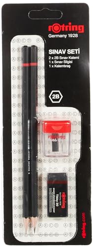Rotring RO-2090068WK Sınav Seti – Sınav Kalemi, Silgi, Kalemtraş, Siyah – MegTR