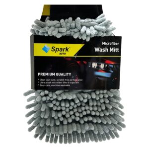 Spark 7050 Mikrofiber Şönil Oto Temizlik ve Kurulama Eldiveni 16×24 cm. GRİ – MegTR