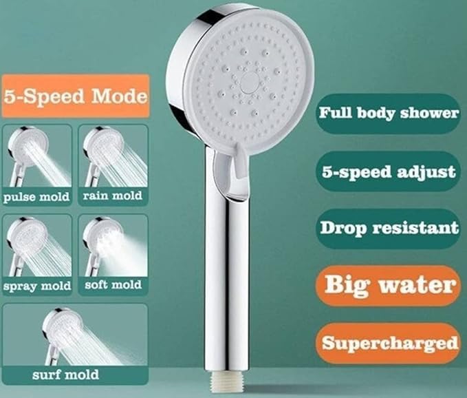 Mayaglory 5 Fonksiyonlu Ayarlanabilir Yüksek Basınçlı Masaj Etkili Duş Seti, Turbo Fan Lite Duş Seti Chrome – MegTR