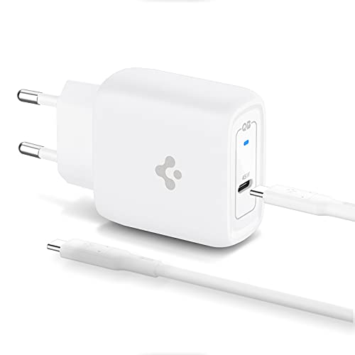 Spigen 45W USB-C Hızlı Şarj Aleti + Örgü Şarj Kablo Samsung PPS 2.0 / Isı Düşürücü GaN Akım Korumalı PD 3.0 Protokol Güç Adaptörü Super Hızlı Şarj iPhone & Android & iPad & MacBook Type-C – ACH02589 – MegTR