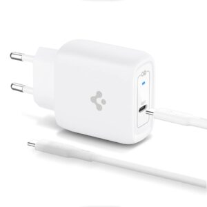 Spigen 45W USB-C Hızlı Şarj Aleti + Örgü Şarj Kablo Samsung PPS 2.0 / Isı Düşürücü GaN Akım Korumalı PD 3.0 Protokol Güç Adaptörü Super Hızlı Şarj iPhone & Android & iPad & MacBook Type-C – ACH02589 – MegTR