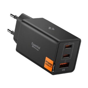 Spigen 67W USB-C + USB-A 3 Port Hızlı Şarj Aleti PPS 3.0 Desteği Isı Düşüren GaN Pro Destekli Akım Korumalı Güç Adaptörü iPhone & Android & iPad & MacBook Type-C Black – ACH09458 – MegTR