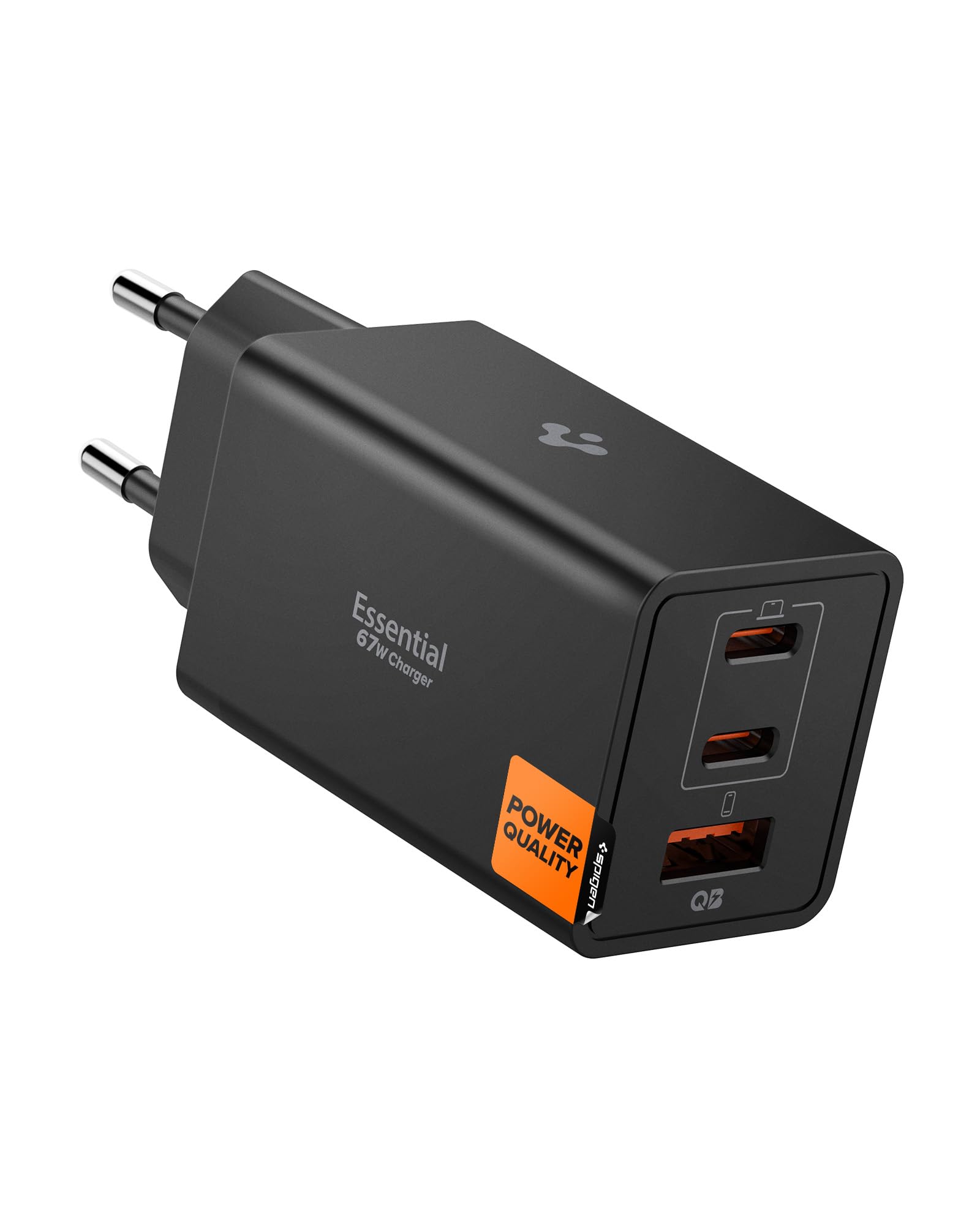 Spigen 67W USB-C + USB-A 3 Port Hızlı Şarj Aleti PPS 3.0 Desteği Isı Düşüren GaN Pro Destekli Akım Korumalı Güç Adaptörü iPhone & Android & iPad & MacBook Type-C Black – ACH09458 – MegTR