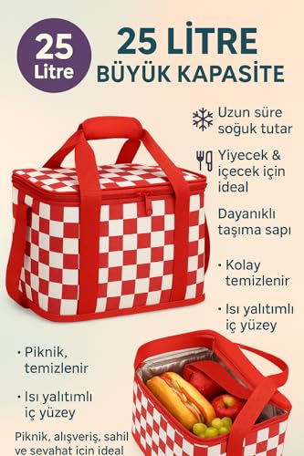 25L Taşınabilir Icebox Soğutucu Buzluk – Kamp, Piknik, Plaj ve Seyahatler İçin Termal Soğuk Tutucu Çanta, Ergonomik Taşıma Saplı, Hafif ve Sızdırmaz Tasarım, Outdoor Kullanıma Uygun – MegTR
