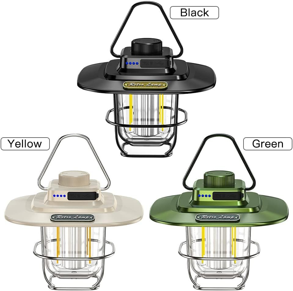 Kamp Lambası Feneri Vintage LED Kamp Feneri Suya Dayanıklı 5.000 mAh Açık Yürüyüş için Kamp Işık Lambası Elektrik Kesintisi Acil Ev Arka Bahçe Verandası Balkon Teras – MegTR