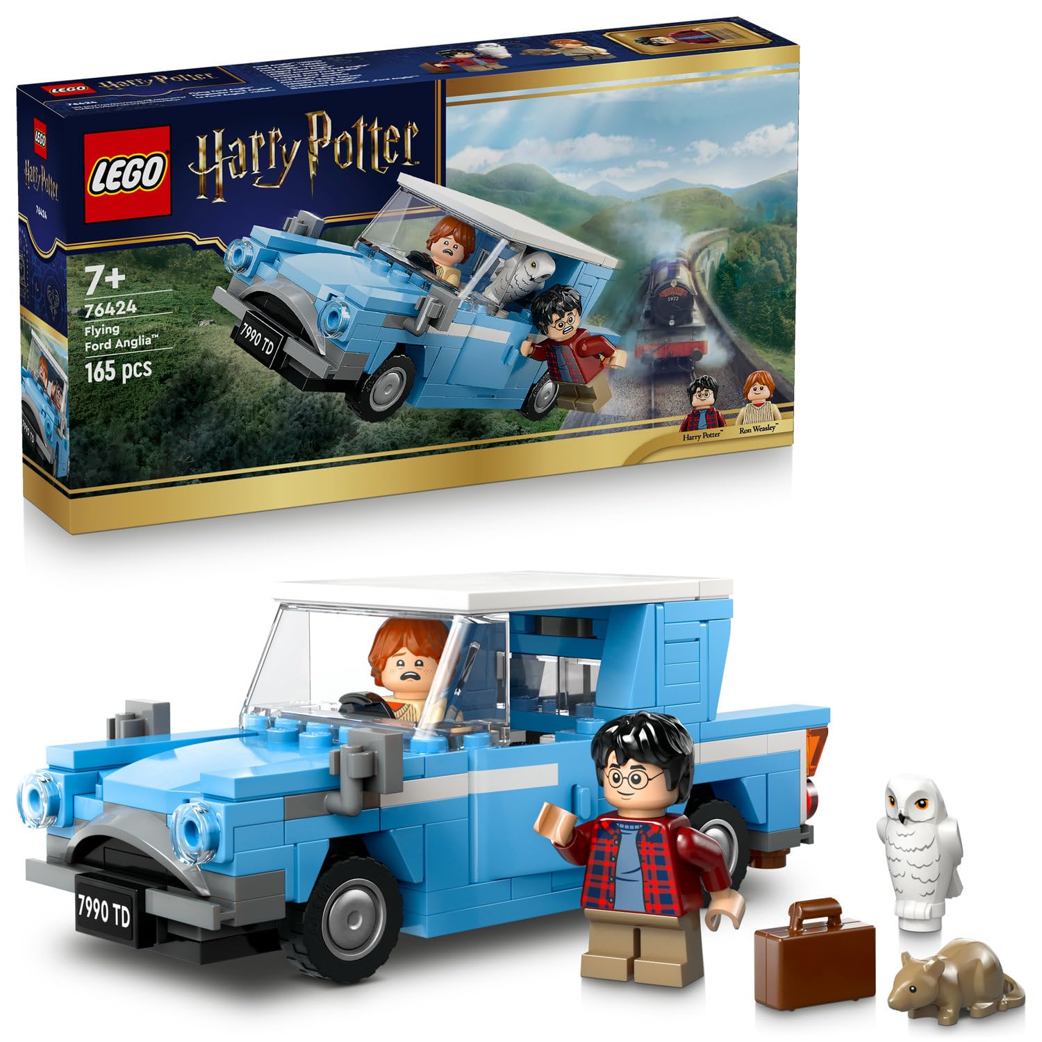 LEGO Harry Potter Uçan Ford Anglia 76424 | 7 Yaş ve Üzeri Çocuklar için Ron Weasley ve Hedwig Minifigürleri İçeren Oyuncak Yapım Seti, Hediye Fikri (165 Parça) – MegTR
