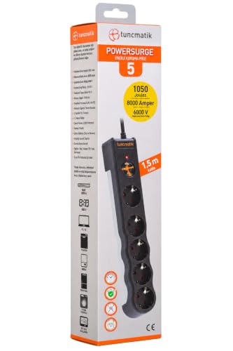 Tuncmatik TSK6136 PowerSurge 5 Priz 1050 Joule Enerji Koruma – MegTR