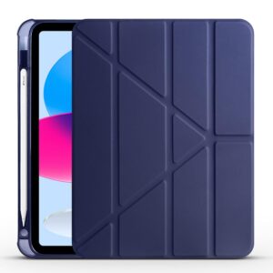 Aksesuarcim Apple iPad 11.Nesil 2025 ile Uyumlu Kılıf Silikon Yumuşak Kalem Bölmeli Esnek 4 Farklı Stand Olabilen Tablet Kılıfı Lacivert – MegTR