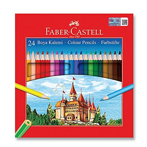 Faber-Castell Karton Kutu Boya Kalemi, 24 Renk, Yumuşak ve Canlı Renkler, Kolay Açılır, Kırılmaya Dayanıklı Uçlar, Uç Kırılmasına Karşı Dayanıklılığı Artıran Özel Yapıştırma Sistemi – MegTR