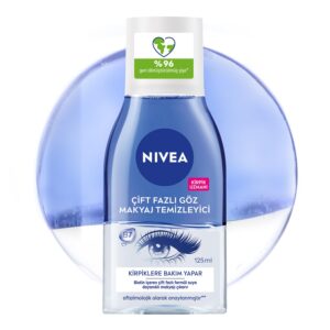 NIVEA Çift Fazlı Göz Makyaj Temizleyici 125 ml,Biotin,Kirpik Bakımı,Suya Dayanıklı Maskara ve Makyaj – MegTR