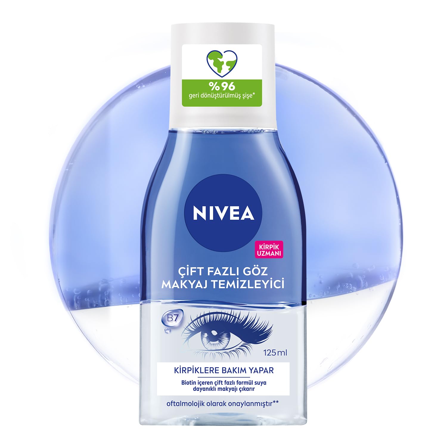 NIVEA Çift Fazlı Göz Makyaj Temizleyici 125 ml,Biotin,Kirpik Bakımı,Suya Dayanıklı Maskara ve Makyaj – MegTR